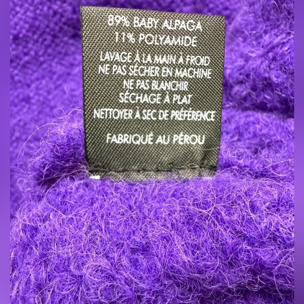 NWT BABY ALPACA CARDIGAN PURPLE OPEN FRONT SHAWL COLLAR Made in Peru S/M LUXARY - Picture 15 of 15